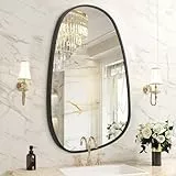 HLFMVWE Unregelmäßiger Wandspiegel, schwarz, dekorativer 36 x 67 cm, asymmetrischer Spiegel, Rahmen aus Aluminiumlegierung, für Badezimmer, Schlafzimmer, Wohnzimmer, Garderobe, Eingangsbereich