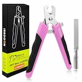 IREDOON Nagelknipser und Trimmer für Hunde, mit Nagelfeile, ultrascharfe 4Cr13 Edelstahlklingen, Haustierpflege, Nagelknipser für kleine, mittelgroße und große Rassen (Rosa)