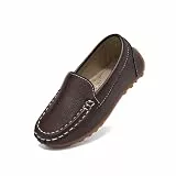 Yeeteepot Kinder Mokassins Jungen Bootsschuhe Mädchen Flache Halbschuhe Weich Loafers rutschfest Oxfords Slippers Bequem Lauflernschuhe Dunkelbraun 30 EU = Etikett 31