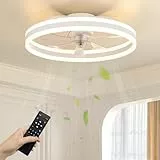 NIORSUN Ventilator Deckenleuchte,LED Deckenventilator mit Beleuchtung 50CM,3 Farbtemperatur und 6 Geschwindigkeiten Deckenventilator mit Lampe,APP/Fernbedienung Dimmbar Ventilator Deckenlampe Weiß