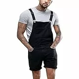 Herren Latzhose Overall Jeans Shorts Sommer Kurze Hosen Hosenträger Jumpsuit Loose Cargoshorts Mit Taschen Denim Hose Kurze Jeanshose Lässiges Shortall Regulär Fit Arbeitshose