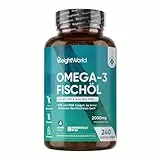 Omega 3 Weichkapseln - 2000mg Fischöl mit 1100mg Omega-3, 660mg EPA & 440mg DHA pro Portion - 240 Omega 3 weich Kapseln - Fish Oil - Frei von Gluten, Gentechnik, Laktose - WeightWorld