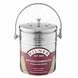 Kilner Küchen Komposter Edelstahl | 2 Liter Biomülleimer Küche | 17,5x14,5x20 cm | Deckel mit Luftlöchern und integriertem Aktivkohlefilter | Geruchsdicht | für alle kompostierbaren Küchenreste