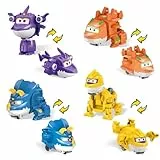 Super Wings Transforming Figuren 4 Pack, 5 cm Sally, Steggo, Trico & Brachy, Roboter zu Flugzeug, Spielzeug ab 3 Jahren, Batteriefrei Sicherer ABS-Kunststoff, Action-Figuren zum Sammeln