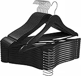 Utopia Home 20er Pack Holzbügel mit Hosenstange und Schulterrillen, stabiles und schlankes Design für Mäntel, Anzüge, Hosen und Jacken, Schwarz