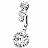 OUFER 316L Edelstahl Belly Bars Clear CZ Navel Rings Bauchnabelpiercing Schmuck Bananabells