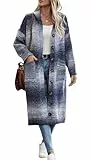 YUTILA Dicke Lang Strickjacke Damen Winter Oversize Grobstrickjacke Strickcardigan Pullover mit Knöpfe und Taschen