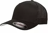 Flexfit Unisex Mesh Trucker Mütze, Schwarz,S/M