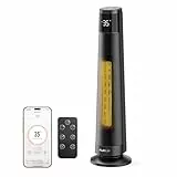 FLANUR Heizlüfter Energiesparend, 2000W PTC Keramik Heizlüfter Leise, Elektroheizung mit Thermostat & Fernbedienung, ECO Modus, 70° Oszillation, 12h Timer, Überhitzungs-Kippschut, Black, 1Pack