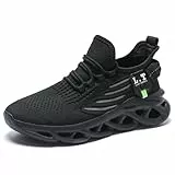 ZDFQLGV Herren Laufschuhe Turnschuhe Sportschuhe Sneaker Walkingschuhe Atmungsaktiv Gummisohlen Spiralboden Fitness Jogging Schuh Schwarz EU 44