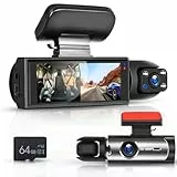 Hodozzy Auto Vorne und Innen Dash Cam mit 64GB SD Karte,FHD 1080P 3.16 Zoll IPS Touchscreen Bildschirm Dual Auto Kamera mit Super Nachtsicht, WDR, Weitwinkel, G-Sensor, Loop-Aufnahme, Parküberwachung