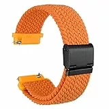 WOCCI 22mm Gewebtes Nylon Uhrenarmband für Damen und Herren, Schnellverschluss, Verstellbare Schwarze Schnalle (Orange)