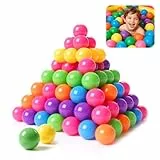 Shyllin Bunte Bälle für Bällebad 100 Stück,Durchmesser 5,5 cm,Spielbälle Bunte,Babyball zum Greifen,7 Farben Gemischt,BPA-frei,zum Greifen und Werfen,für Baby-Bällepool,Kinderschwimmbecken