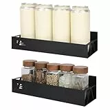 Cozary 2 Stück Magnetisches Regal, Gewürzregal Magnetisch, Schwarzes Kühlschrankregal, Gewürzregal für Küche Badezimmer Balkon, Magnetisch, Keine Bohrlöcher Erforderlich, Rostschutz