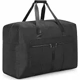 YOUNGOA Große Reisetasche für Herren & Damen, 70L Faltbare Reisetaschen Groß, Wasserdicht Weekender Saunatasche Sporttasche Travel Duffle Bag Handgepäck, Schwarz