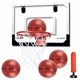 BOPEUY Mini Basketballkorb Indoor Kinder, 40x30cm Basketballkorb Zimmer mit 4 Ball Pumpe, Basketballkorbs tür Einhängen, Basketballbrett Wandmontage für Schlafzimmer, Büro