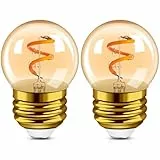 Hcnew G40 E27 LED Edison Vintage Glühlampe Warmweiss 1w Ersetzt 10W Mini Globe Spiralfilament Dekorative Glühbirnen Ersatzbirnen 2200K 2er-Pack