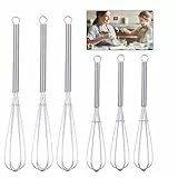 Opopark 6 Stück Profi Plus Schneebesen Set Klein Rührbesen Ballonschneebesen Mini Quirl Edelstahl Kugelschneebesen für Mischen Schlagen Aufschäumen Rühren,13cm und 18cm