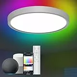 Modlicht LED Deckenleuchte Kompatibel mit Alexa App Steuerung 28W Ø30cm Smart RGBIC LED Deckenlampe Dimmbar mit RGB-Hintergrundbeleuchtung, DIY-Farben, geeignet für Wohnzimmer, Schlafzimmer, Weiß