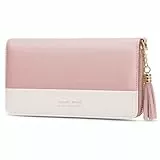 Jocose Moose Damen Geldbörse, große Kapazität Kunstleder Brieftasche, Reißverschluss RFID Geldbörse mit Quaste Anhänger, 12 Kartenfächer und Münzfach