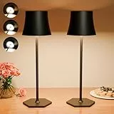 Tyonto 2 Stück LED Tischlampe Kabellos Dimmbar 3 Farbtemperatur Touch Akku Abnehmbar IP54 5000mAh Schnell Aufladbar Usb Lampe Für Indoor und Outdoor Geeignet Restaurant Schlafzimmer Camping