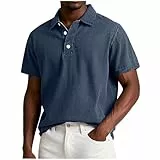 UHouse Herren Poloshirt Kurzarm Oversize Polohemd Freizeit Tshirt Sommer T-Shirt Business Casual Polo Shirt Männer Leichte Kurzarmshirt Einfarbig Golfshirt Große Größen Poloshirts Marine 5XL