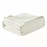 WOLTU Tagesdecke 170x210 cm 100% Baumwolle, leichte Wohndecke in Waffeloptik, weiche Überwurfdecke Bett, Sofa Überwurf Wohnzimmer Schlafzimmer, Creme