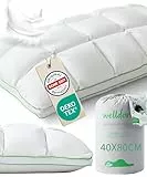 Welldora Premium Kopfkissen 40x80 | 100% Daunenfasern & Federn | Innovatives Puffwolken-Design für höchsten Komfort & Ergonomie | Mittelfestes Kissen fachärztl. geprüft, Oeko-Tex zert. in der Schweiz