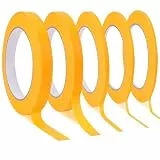 Mozeat Lens 5 Rollen Malerkrepp Selbstklebendes Fineline Tape 1,5/3/5/10/12 mm x 50 m Masking Tape Abklebeband Klebeband für Autolack Malerarbeiten Dekorieren (Orange)