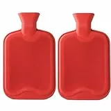 Wärmflasche Ohne Bezug, 2er Pack Wärmflaschen Groß 2L, Hot Water Bottle Robust und Langlebig, Naturkautschuk Bettflasche für Kinder und Erwachsene