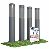 linovum BOSEA-A 4 Stück Außenleuchten Garten stehend E27 Fassung, Höhe 50 cm - Pfostenlichter aus Edelstahl mit Smoky Kunststoff Glas Sockelleuchten