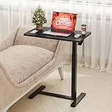 Dripex Beistelltisch höhenverstellbar mit Rollen, Betttisch für Krankenbett, Pflegetisch mit Rollen, Kleiner Computertisch, Sofatisch Laptoptisch für Wohnzimmer, Schlafzimmer, Pflegebett, Schwarz