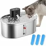 Yigowyigo 3,5L Katzenbrunnen, Trinkbrunnen für Katze, Katzenbrunnen Edelstahl, Ultra Leise Wasserbrunnen, Mehrschichtiges Filtersystem, Katzentrinkbrunnen mit Wasserstandsfenster für Hunde Katze