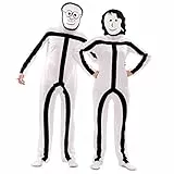 EUROCARNAVALES Kostüm mit Stickman-Masken für Erwachsene – Weiß – M/L (52)