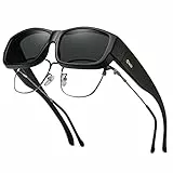 DUCO Herren und Damen Sonnenbrillen Polarisiert Unisex Brille UV400 Schutz Wrap Around Blendschutz Überbrille für Brillenträger Fit-over Polbrille 8956 (Schwarz)