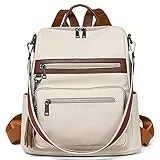 TELENA Damen Rucksack Elegant Lederrucksack Freizeitrucksack Rucksack Handtasche 2 in 1 Casual Beige