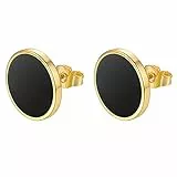 Flongo Ohrringe Herren Ohrstecker Damen: fake plug faux gauges fakeplugs gold vergoldet tunnel Edelstahl Stud piercings Cheater Gestüt Ohr Stecker earrings plugs für Frauen Männer 14mm