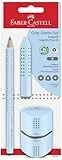 Faber-Castell 580084 - Bleistifte Set sky blue 3-teilig, mit Jumbo Bleistift B, Spitzer und Radiergummi