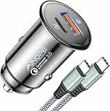 AINOPE 67.5W Zigarettenanzünder USB C Auto Ladegerät QC3.0 PD45W Schnell Metall kfz Ladegerät USB C Adapter Auto Zubehör [mit USB C zu C Kabel] Kompatibel mit iPhone 16 15 14 Pro Max 13 iPad, Samsung
