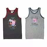 United Labels Peppa Wutz Unterhemd für Jungen Kinder Tank Top Hemdchen Unterwäsche Grau (2er Pack) (98-104)