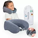 Nackenkissen Flugzeug ANDAR QuickDry, Ergonomisches Reise-Kissen, Nackenhörnchen mit thermoregulierendem Bezug, Nackenstützkissen mit Memory Foam für ruhigen Schlaf, Travel Pillow für Auto, Camping