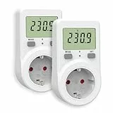 NOVKIT Stromzähler für Steckdose, Energiekostenmessgerät, Stromverbrauchsmesser mit Speicherfunktion (230V / 16A / 3680W, 2 Pack)