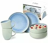 like. by Villeroy & Boch, Crafted Blueberry, Frühstücksset 6-teilig, Premium Porzellan, türkis