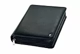 Chronoplan 50102 nachfüllbarer Terminplaner / Organizer / Terminkalender Mappe aus Premium Rindnappaleder (Format A5 (220 x 275 mm) mit Reißverschluss, Ringbuch, ohne Kalendarium) schwarz