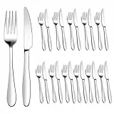 Homikit Steakbesteck Set, 24-teilig Edelstahl Steakmesser und Steakgabel, Steakbesteck Set für 12 Personen, Silber Besteckset mit Elegant Griff für Haus Restaurant Hotel, Rostfreie & Spülmaschinenfest