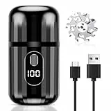 Mini Rasierer Elektrisch, Tragbar Mini Elektrorasierer Herren LCD-Display Type C Aufladung Nass Dry Rasierer, Rotationsrasierer für Zuhause Auto Reisen