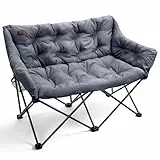 EVER ADVANCED Campingstuhl Faltbar 124CM Breit Campingsofa für 2 Personen Faltsofa 320KG Belastbar, Campingcouch Dick Gepolstert Klappstuhl XXL 2 Sitzer Hohe Lehne für Outdoor Garten Balkon Indoor