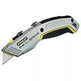 STANLEY Fatmax Arbeitsmesser + Baustellenmesser 2 in 1 Arbeitsmesser (mit einziehbarer Klinge, 180 mm Länge, vielseitige Einsatzmöglichkeiten durch zwei Klingen (Haken- und Trapezklinge) 0-10-789