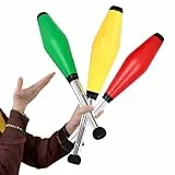Mister M Jonglierset für Kinder, Grün, Rot und Gelb, Kunststoff, ideal für Schulaufführungen, Koordinationstraining, langlebig, Rutschfester Griff, 42 x 7,5 x 7 cm