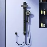 Rainsworth Regendusche ohne Armatur, Duschsystem mit Höhenverstellbarer Duschstange und 3 Strahlarten Handbrause, Duschgarnitur mit Regendusche, Duschset für Badzimmer, Schwarz